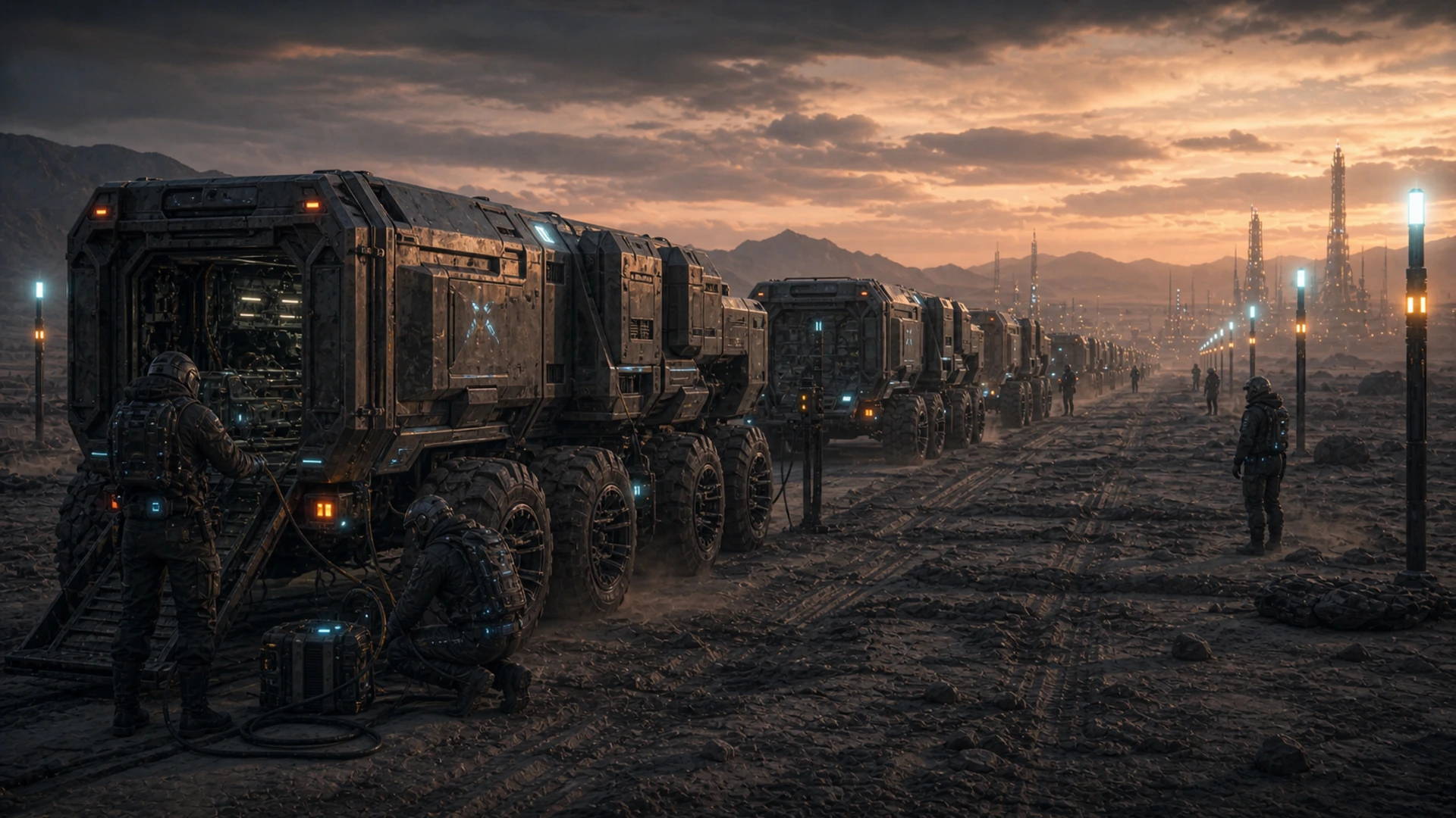 High-resolution concept image for Incident Review: Hauler Corridor Shutdown: CT-03 terrain, mission infrastructure, atmospheric light, and tech pressure rendered as a cinematic WebP illustration.