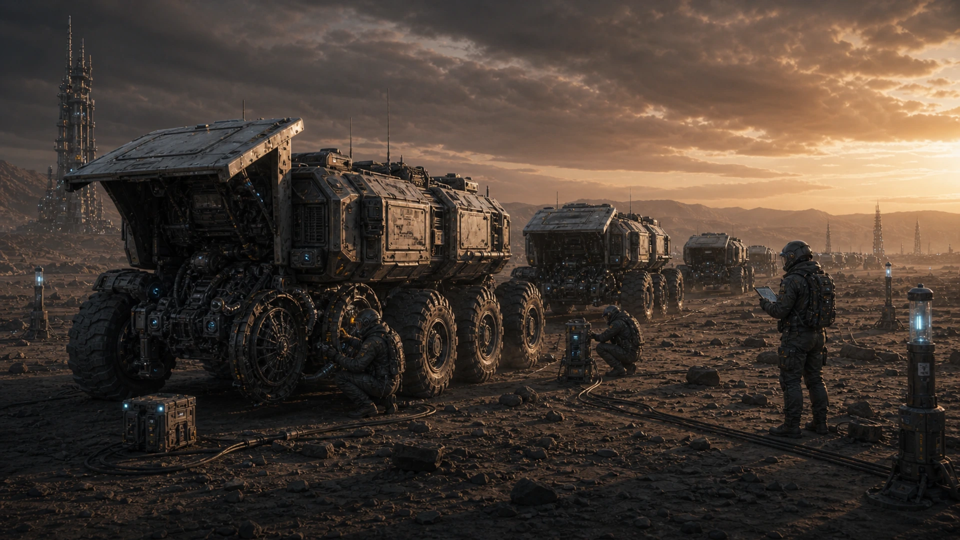 High-resolution concept image for Mission Log 032: Hauler Shutdown: CT-03 terrain, mission infrastructure, atmospheric light, and tech pressure rendered as a cinematic WebP illustration.